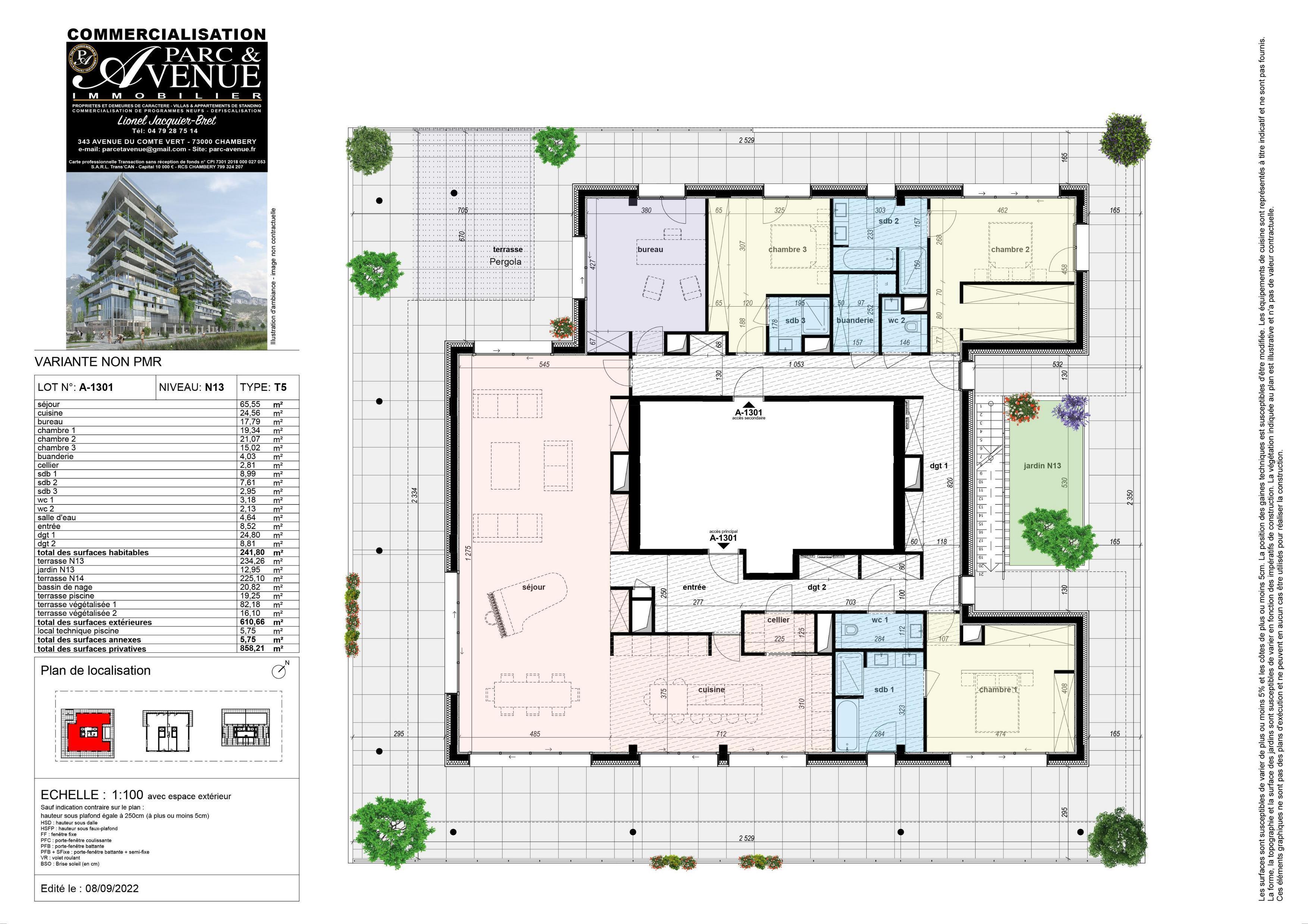 Photo T5 dernier étage 242 m2 . Terrasses avec piscine 610 m2 image 3/4