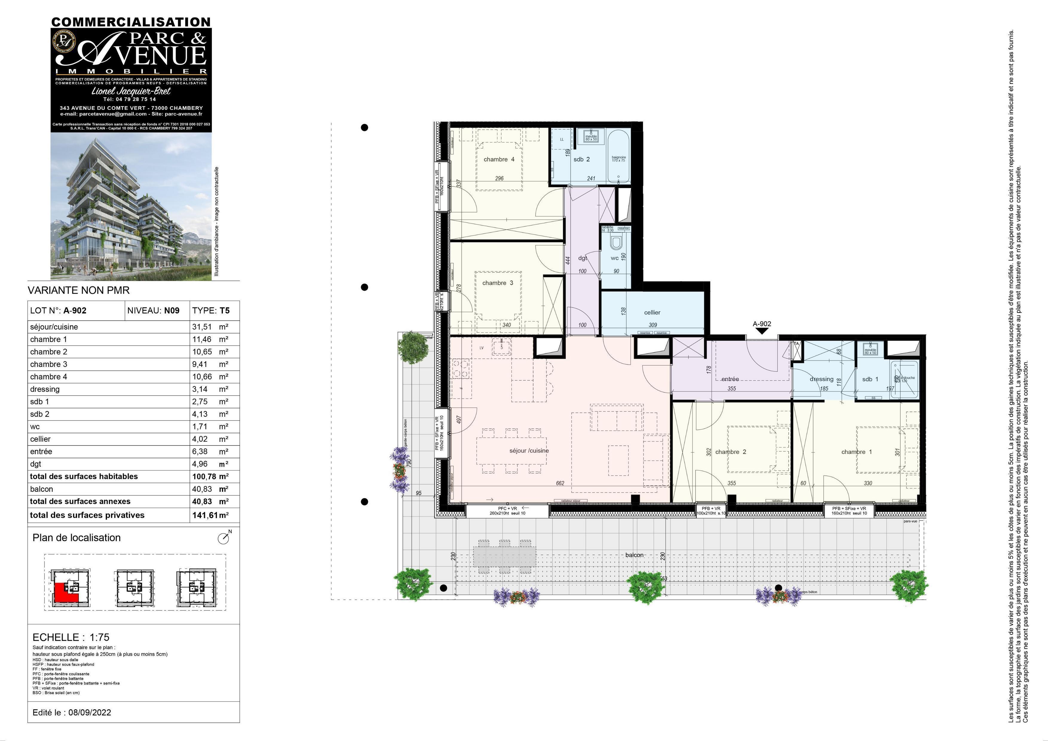 Photo T5 de 101 m2, terrasse 41 m2, vue exceptionnelle, 2 garages. image 2/4