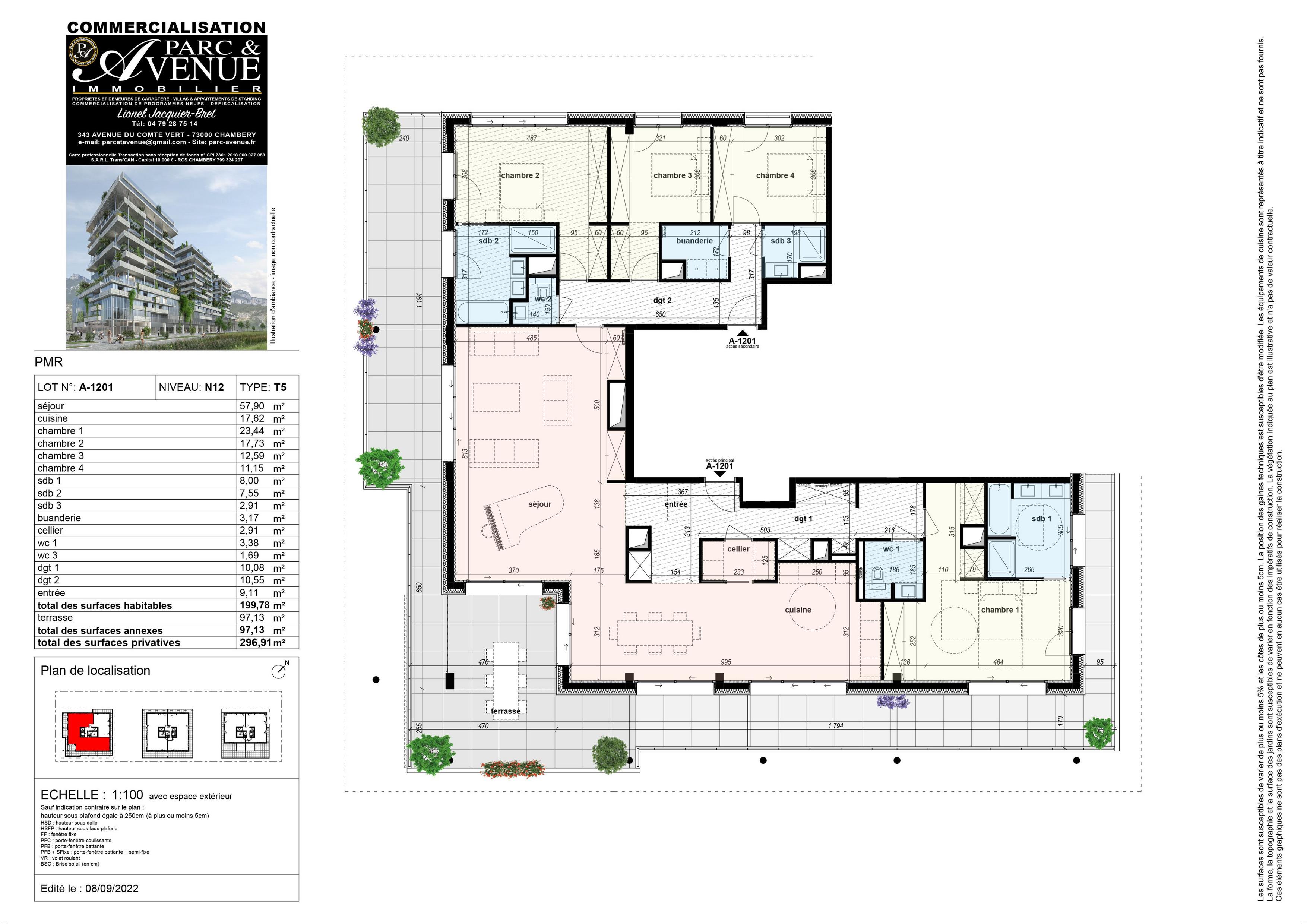 Photo T6 de 200 m2, terrasse 97 m2, vue exceptionnelle, 4 garages. image 2/4