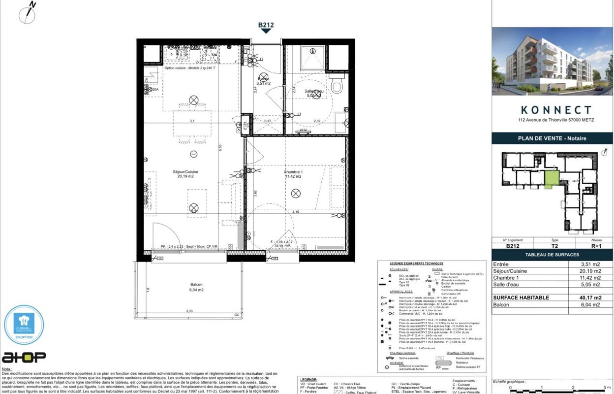 appartement 2 pièces 40 m2 à vendre à Metz (57050)