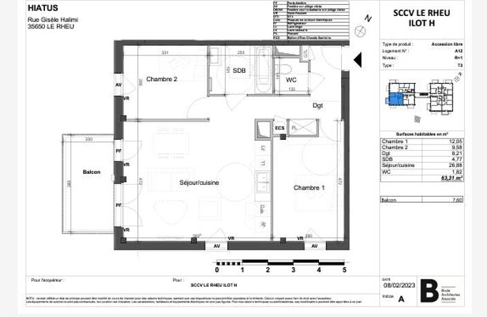 LE RHEU - T3 de 63.31m² avec balcon avec 2 parkings — photo 2