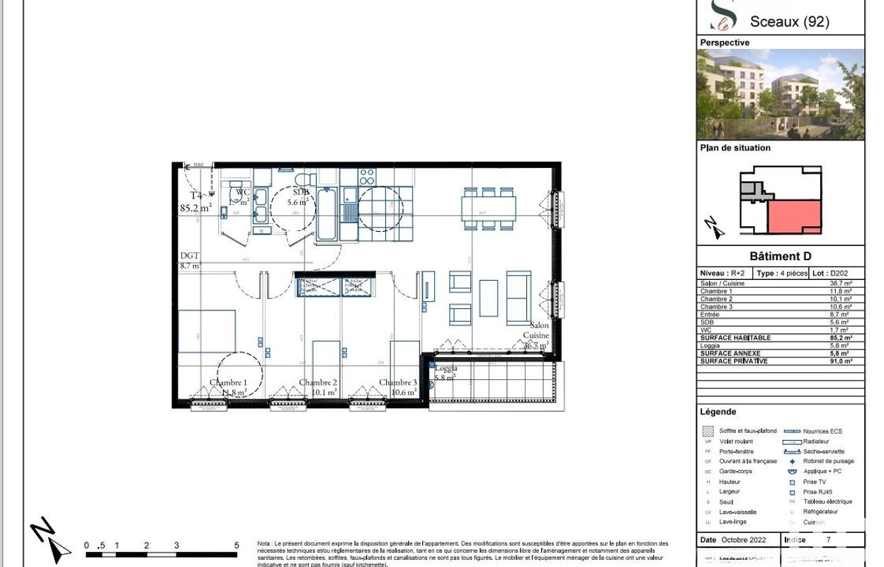 appartement 4 pièces 85 m2 à vendre à Sceaux (92330)