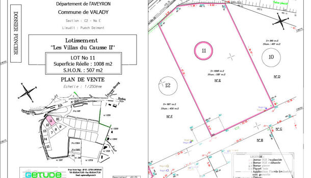 Terrain  à vendre Valady 12330