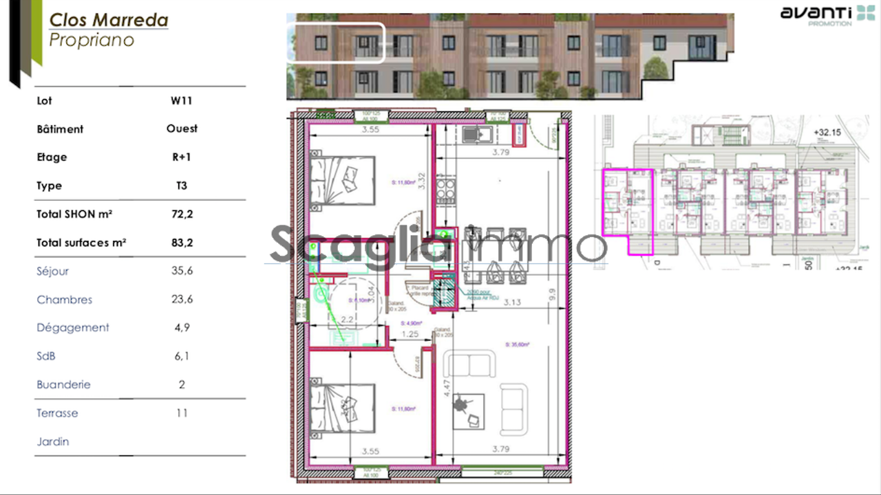 appartement 3 pièces 72 m2 à vendre à Propriano (20110)