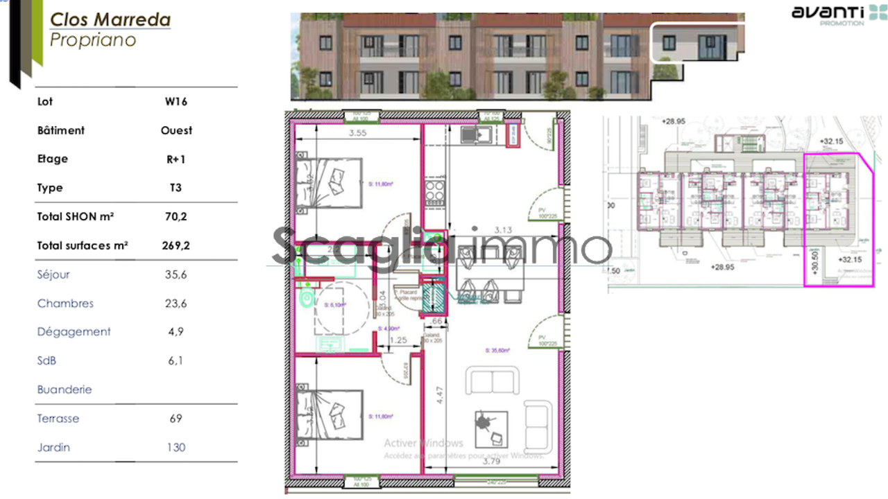appartement 3 pièces 70 m2 à vendre à Propriano (20110)