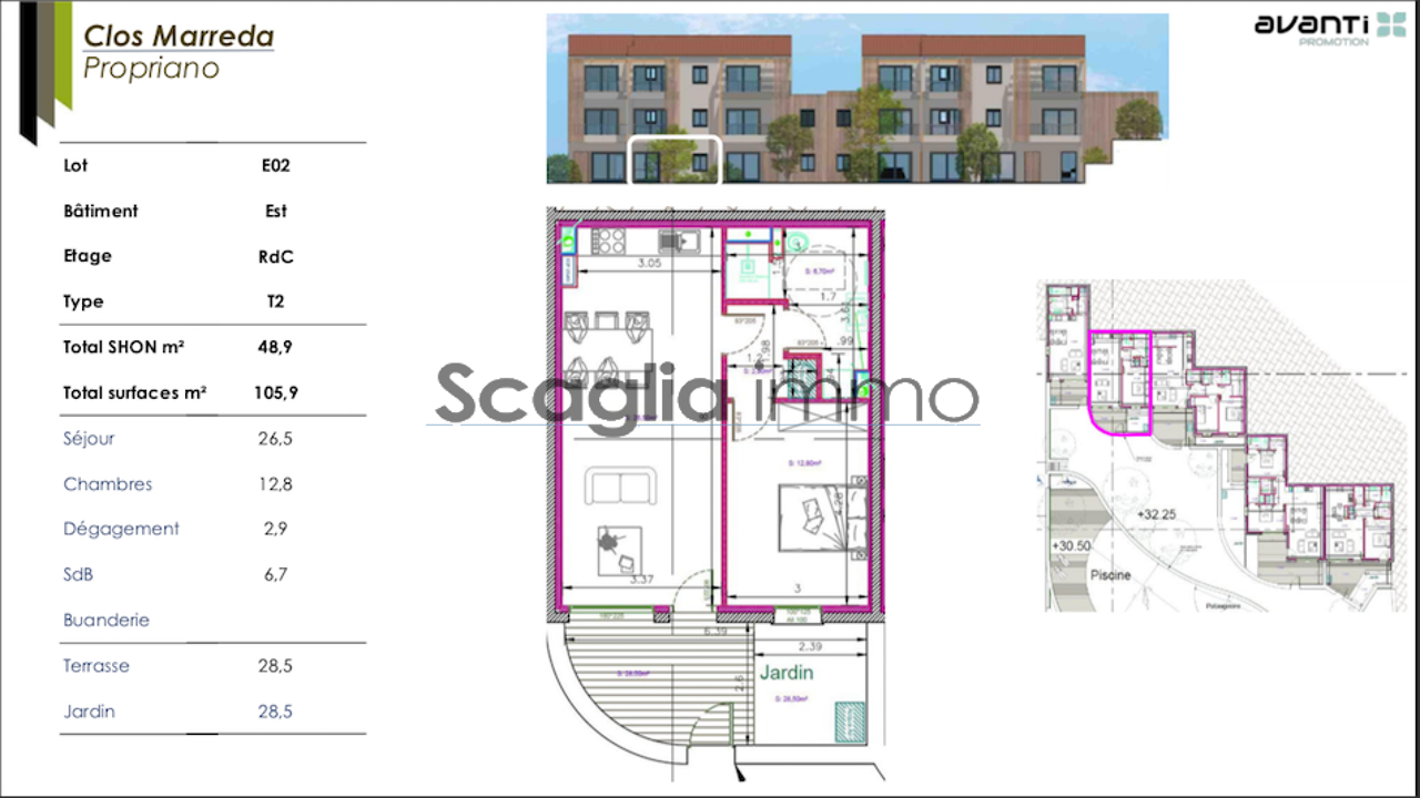 appartement 2 pièces 48 m2 à vendre à Propriano (20110)