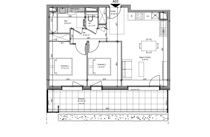 Appartement neuf T3 de 58,6 m2, surface utile 76,2 m2 — photo 3