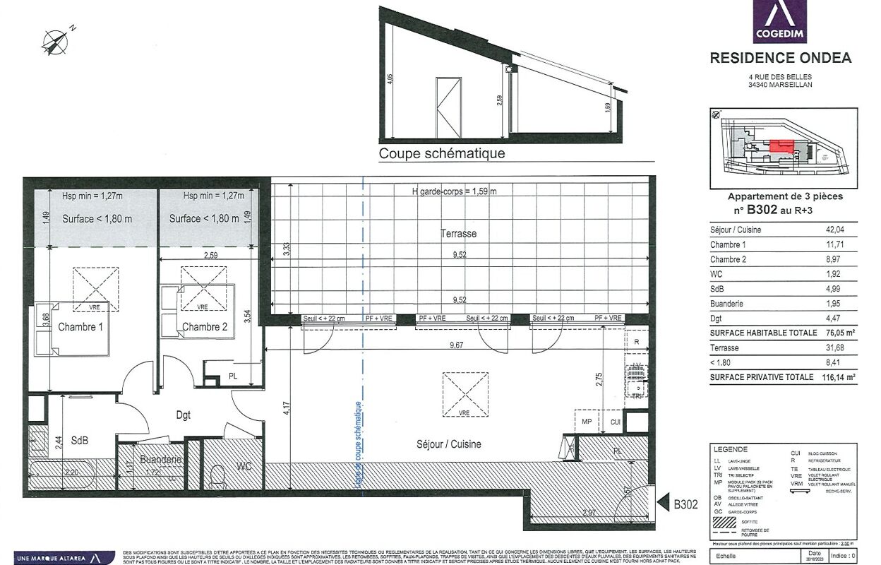 appartement 3 pièces 76 m2 à vendre à Marseillan (34340)