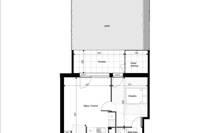 Appartement neuf T2 de 43,18m2, surface utile 90,05m2 — photo 5