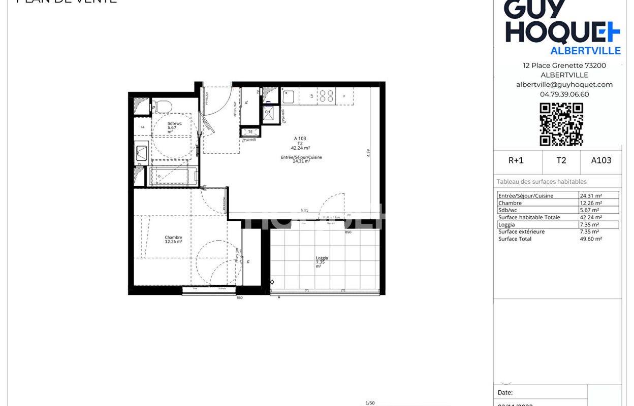 appartement 2 pièces 42 m2 à vendre à Albertville (73200)
