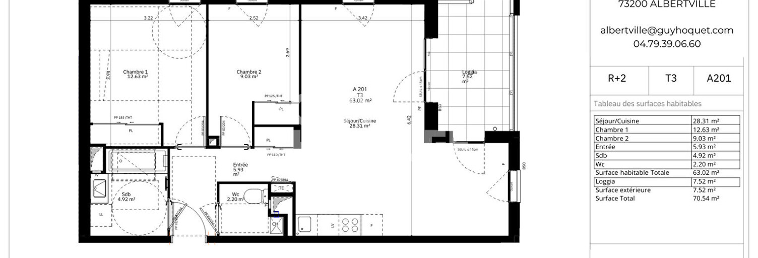 Appartement 3 Pièces 63 m² à vendre à Albertville (73200)