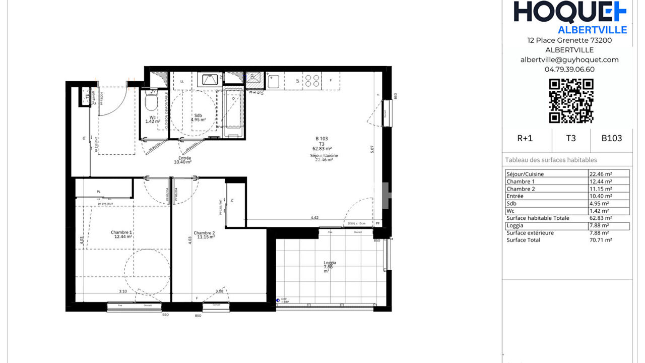 appartement 3 pièces 62 m2 à vendre à Albertville (73200)