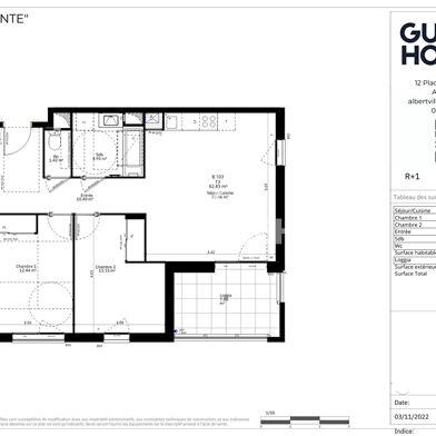 Appartement 3 pièces 281000 €