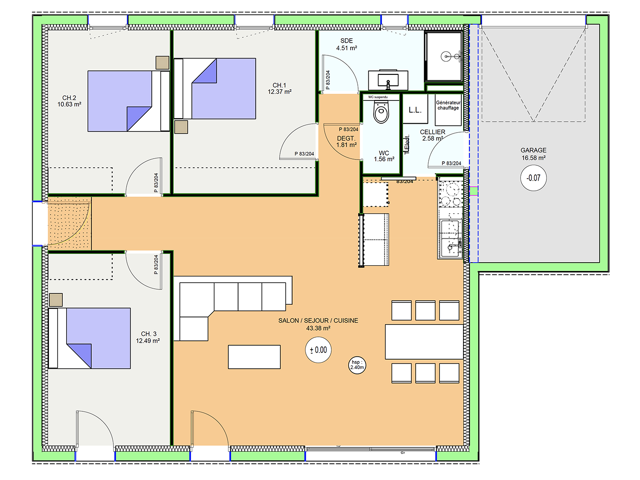 Projet de construction d'une maison 89.33 m² avec terrai... — photo du bien