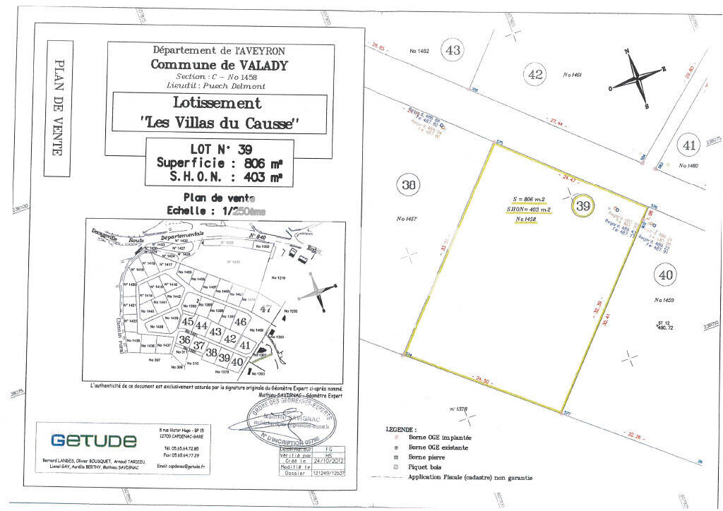 Terrain  à vendre Valady 12330