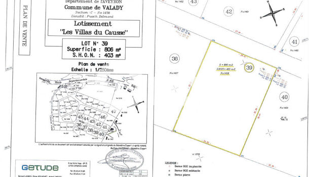 Terrain  à vendre Valady 12330
