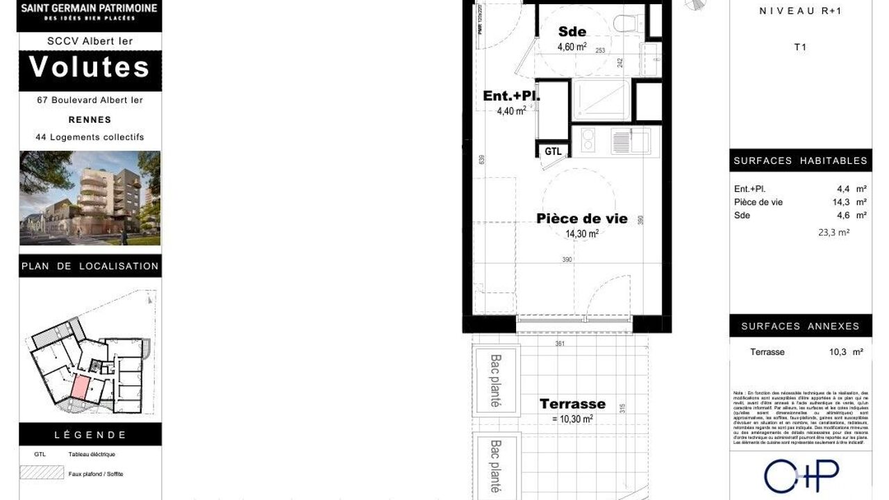 appartement 1 pièces 23 m2 à vendre à Rennes (35000)