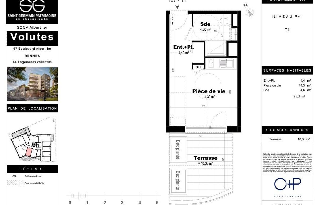appartement 1 pièces 23 m2 à vendre à Rennes (35000)