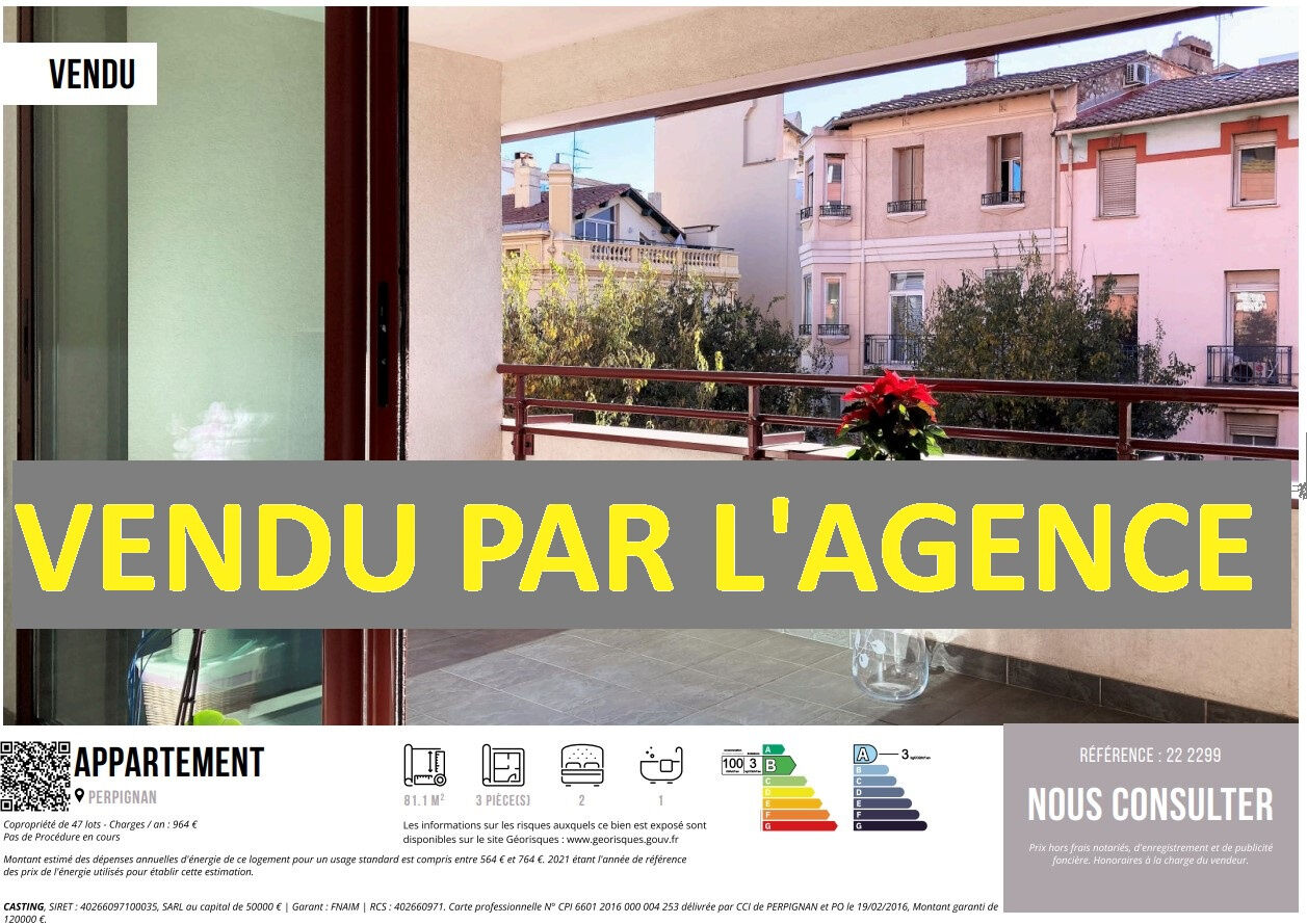 Appartement 3 pièces  à vendre Perpignan 66000