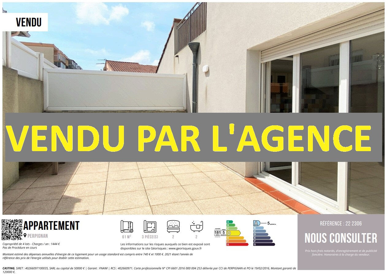 Appartement 3 pièces  à vendre Perpignan 66000