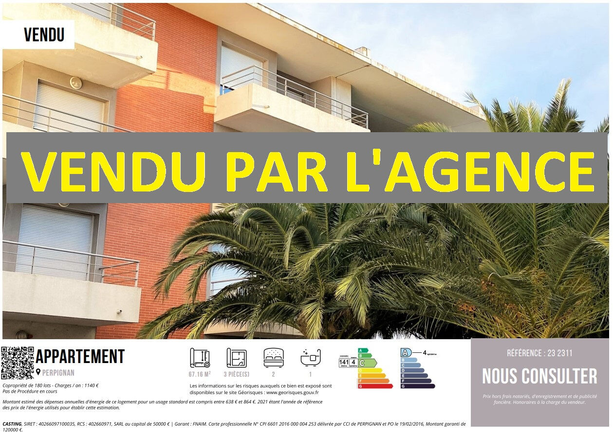 Appartement 3 pièces  à vendre Perpignan 66000