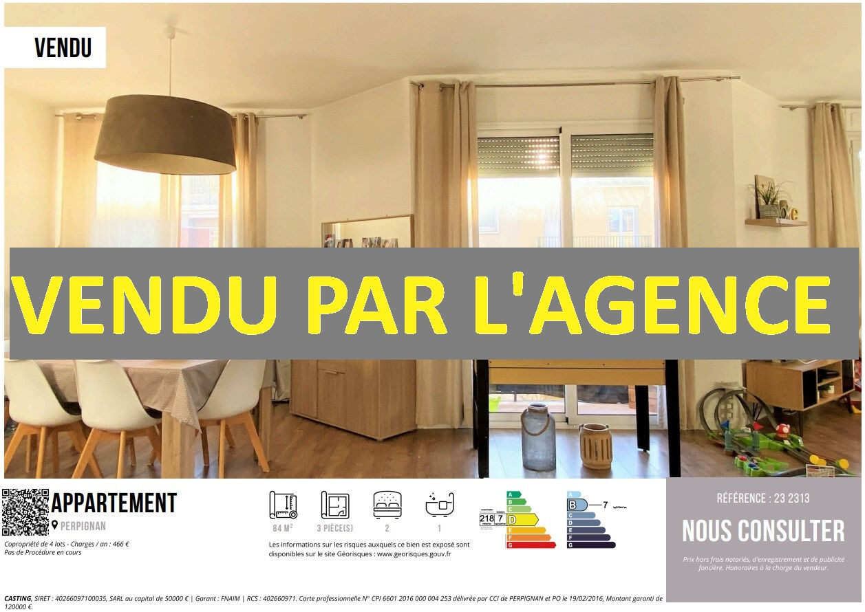 Appartement 3 pièces  à vendre Perpignan 66000