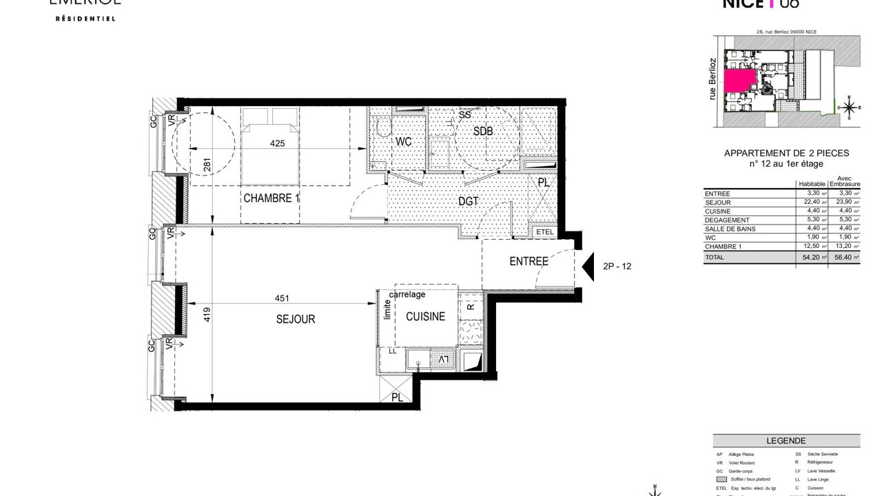 appartement 2 pièces 54 m2 à vendre à Nice (06000)