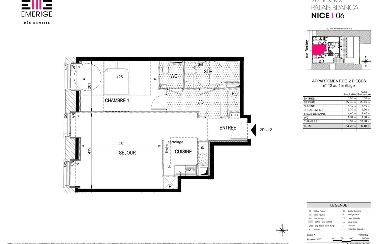 appartement 2 pièces 54 m2 à vendre à Nice (06000)