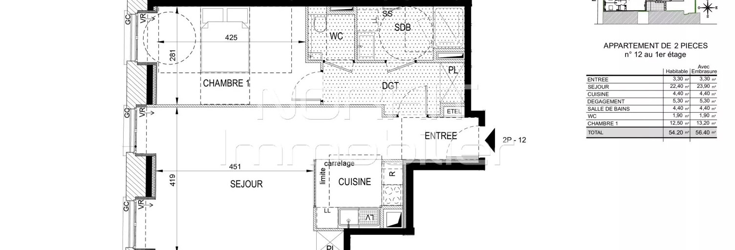 Appartement 2 Pièces 54 m² à vendre à Nice (06000)