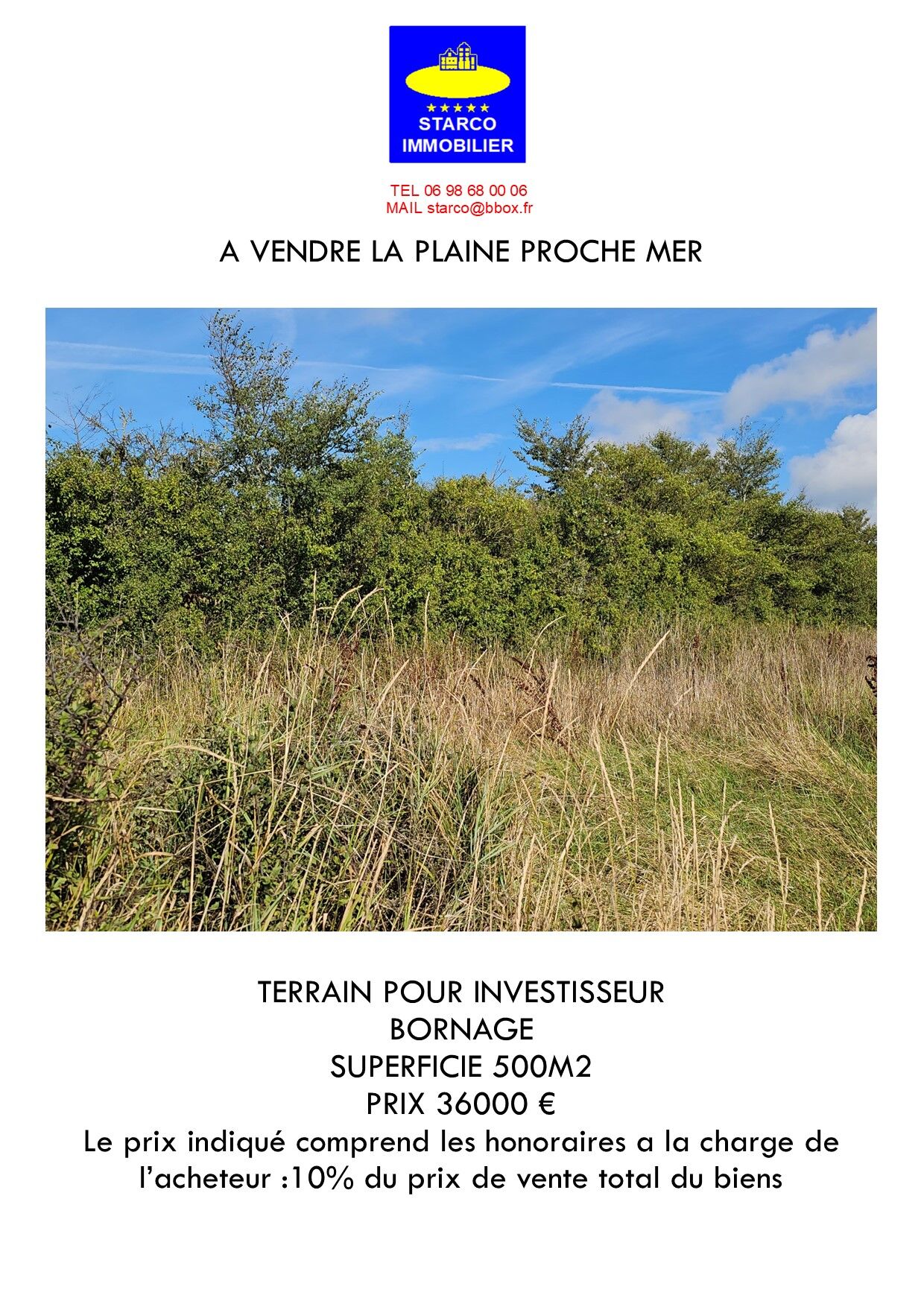 A vendre terrain La Plaine sur mer 