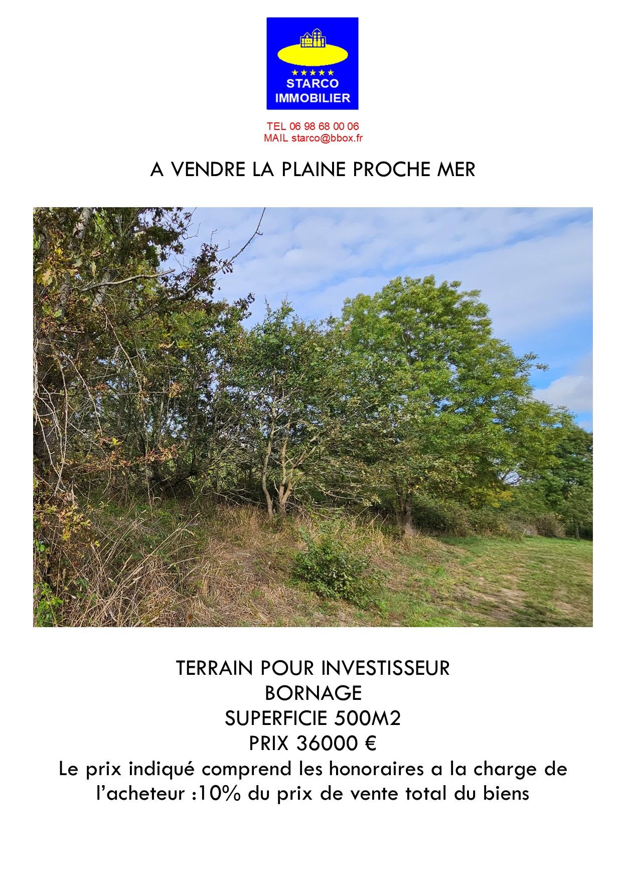 A vendre terrain proche mer