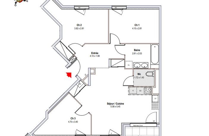 Apartment T4, living area 79.46m2, total area 91.99m2 — photo 4