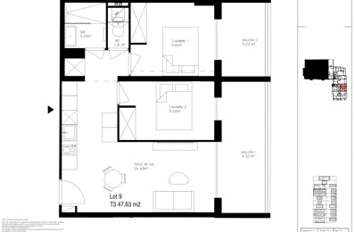 appartement 3 pièces 47 m2 à vendre à Nice (06000)