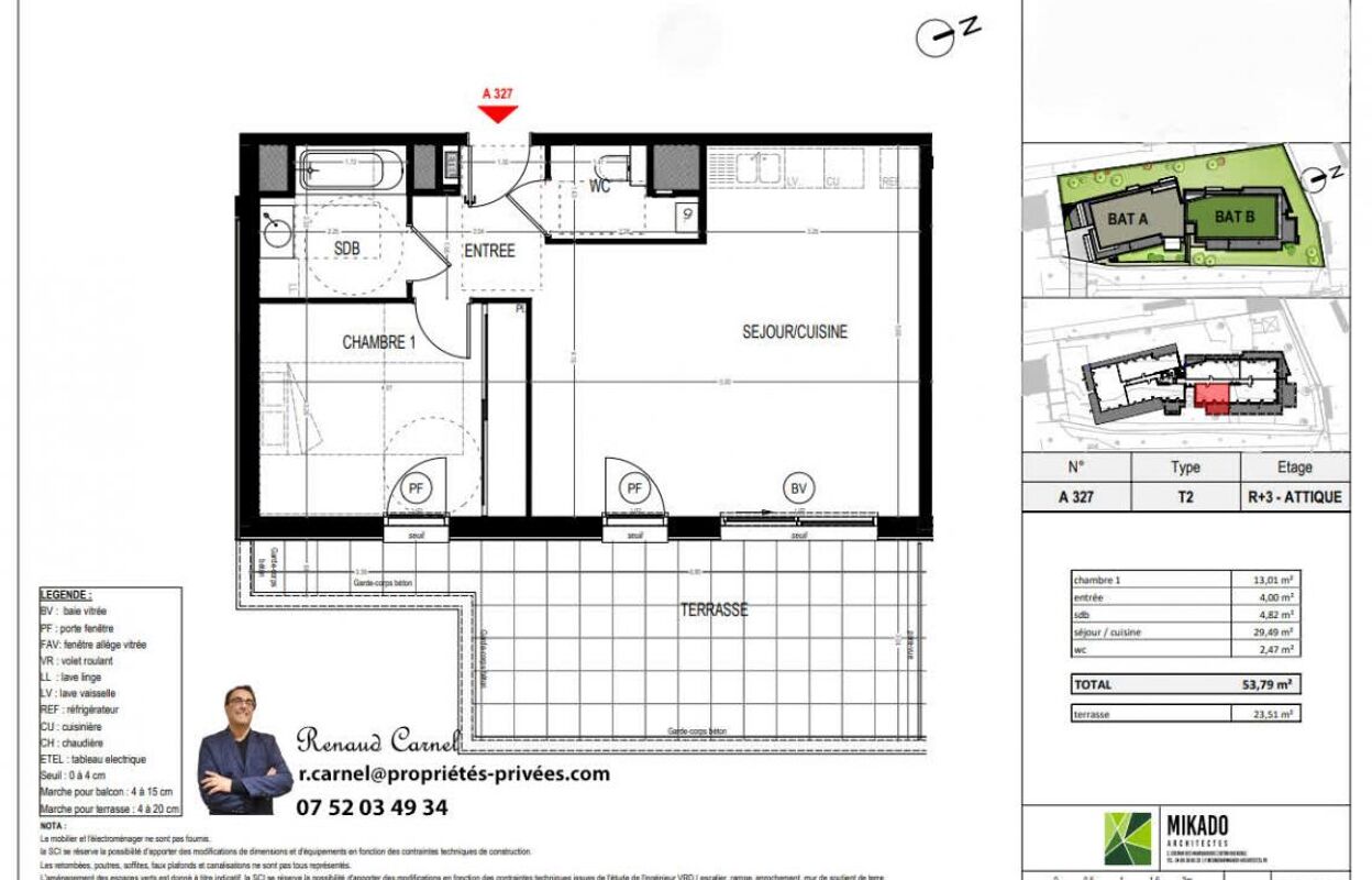 appartement 2 pièces 53 m2 à vendre à Saint-Martin-d'Hères (38400)