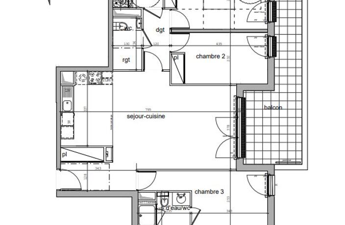 Appartement neuf T4 de 83,16m2, surface totale de 98,97m2 — photo 4