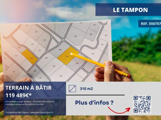 TERRAIN VIABILISE - 310 m² - LE TAMPON 12 E — photo du bien