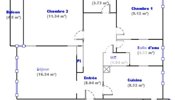 Appartement 3 pièces  à vendre Marseille 14eme 13014