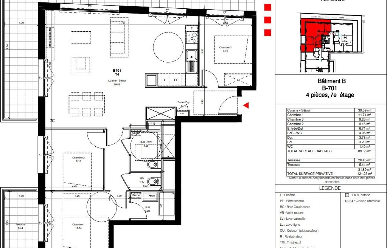 appartement 4 pièces 89 m2 à vendre à Bordeaux (33100)