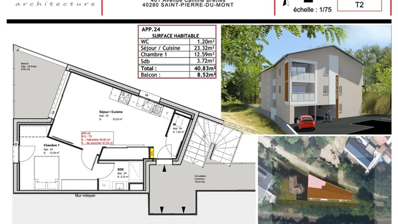 appartement 2 pièces 41 m2 à vendre à Saint-Pierre-du-Mont (40280)