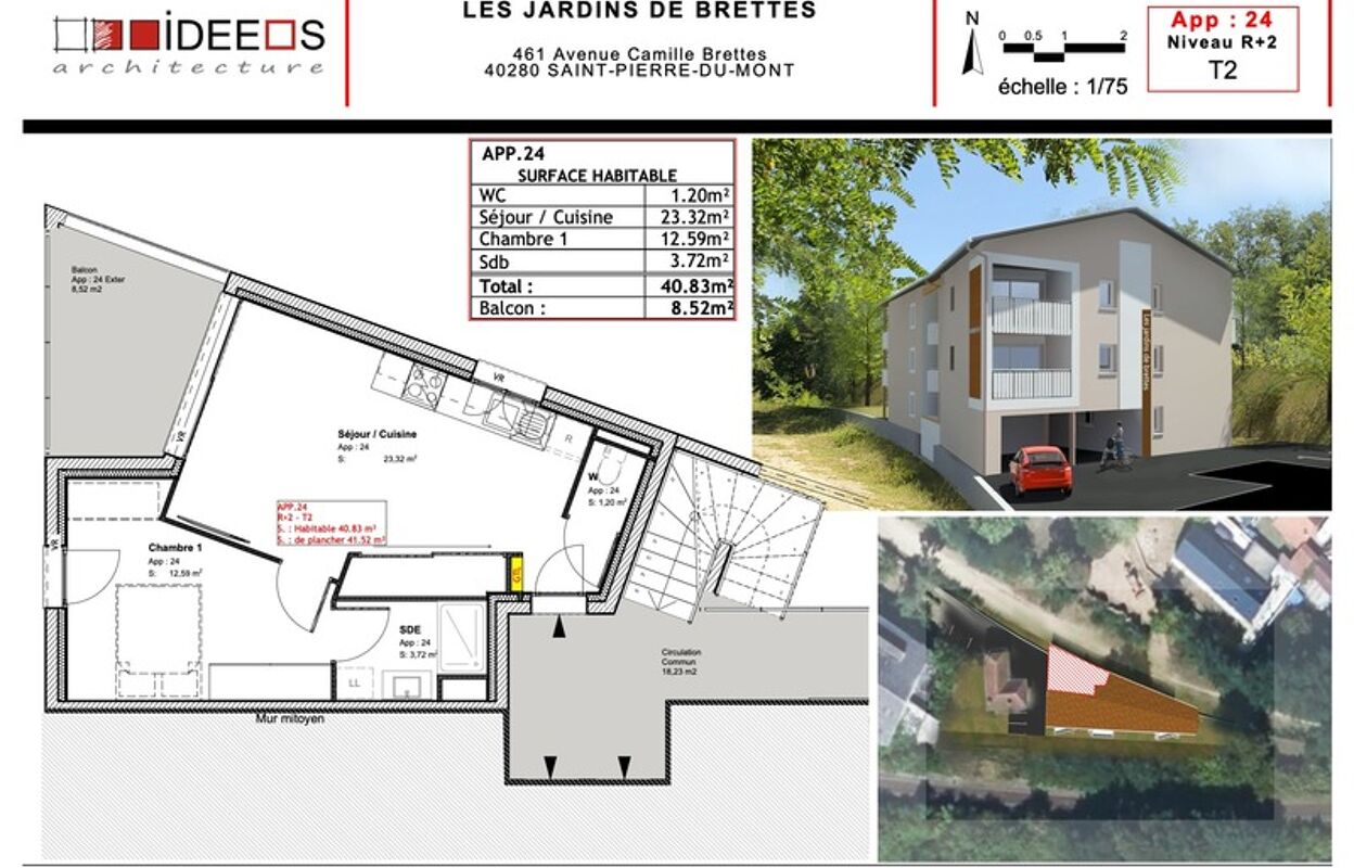 appartement 2 pièces 41 m2 à vendre à Saint-Pierre-du-Mont (40280)