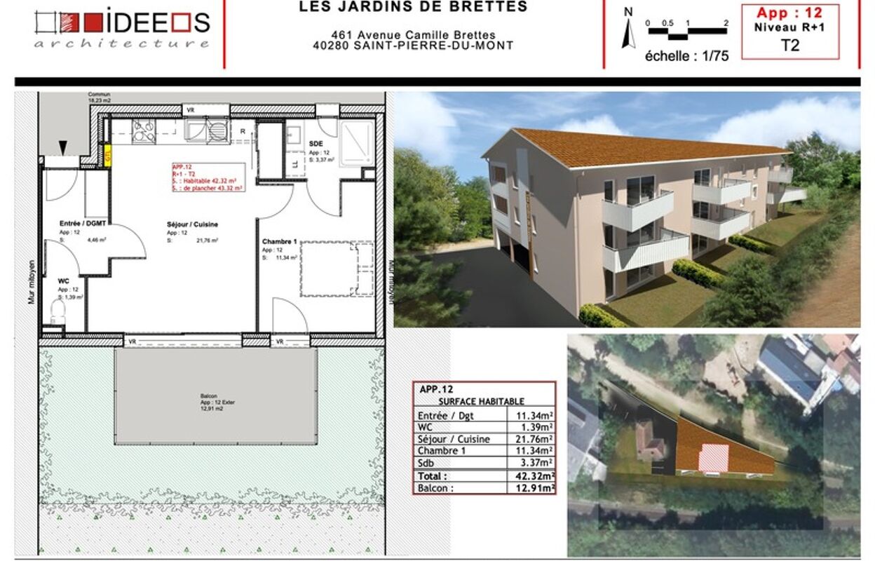 appartement 2 pièces 42 m2 à vendre à Mont-de-Marsan (40000)