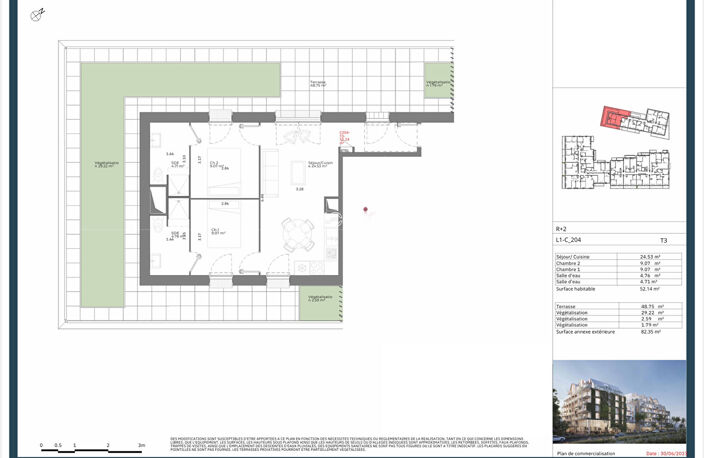 RÉSIDENCE ETUDIANTE - APPARTEMENT T3 - TERRASSE ET JARDIN PRIVES - ROUEN RIVE DROITE CENTRE - 52.14m² — photo 2