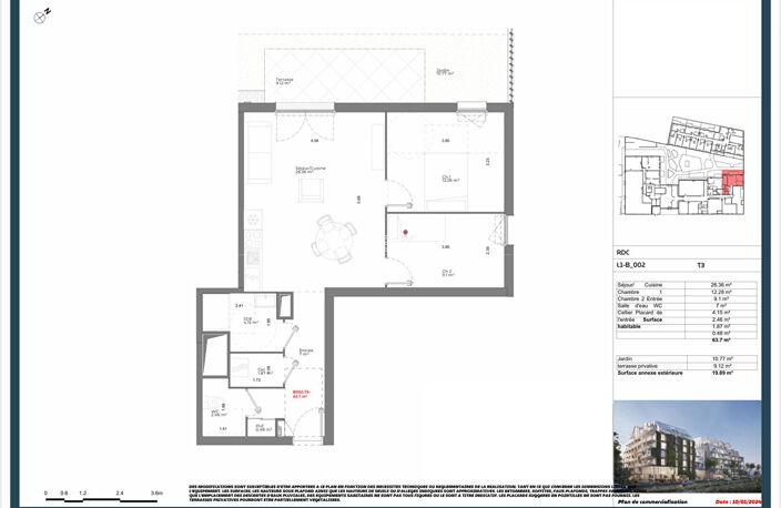 RÉSIDENCE SENIOR - APPARTEMENTS T3 - ROUEN RIVE DROITE CENTRE - ENTRE 62.30m² et 77.30m² - PARKING — photo 2