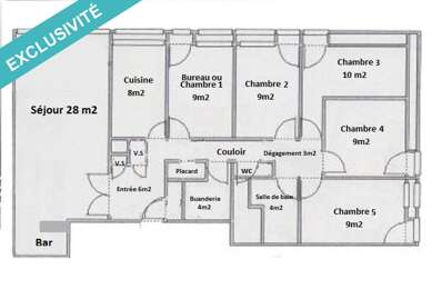 appartement 6 pièces 108 m2 à vendre à Cherbourg-en-Cotentin (50100)