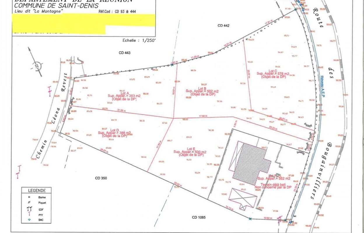 terrain  pièces  m2 à vendre à Saint-Denis (97400)