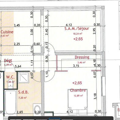 Appartement 2 pièces 54 m²