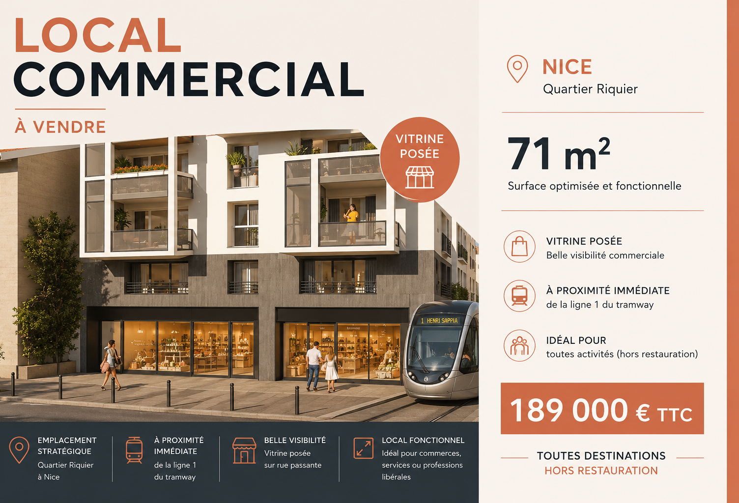 Local commercial de 71 m2 située quartier St Roch à Nice — photo 1