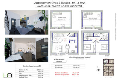 appartement 3 pièces 59 m2 à vendre à Rochefort (17300)