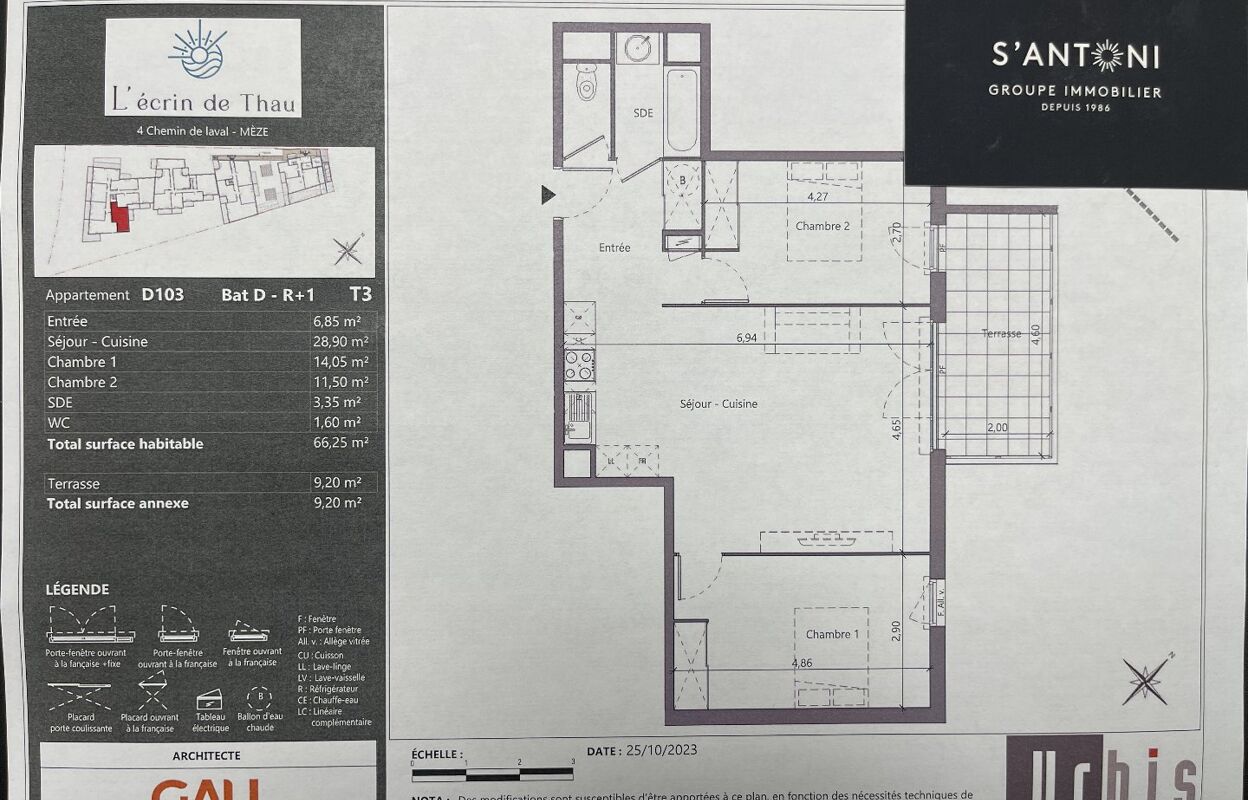 appartement 3 pièces 66 m2 à vendre à Mèze (34140)
