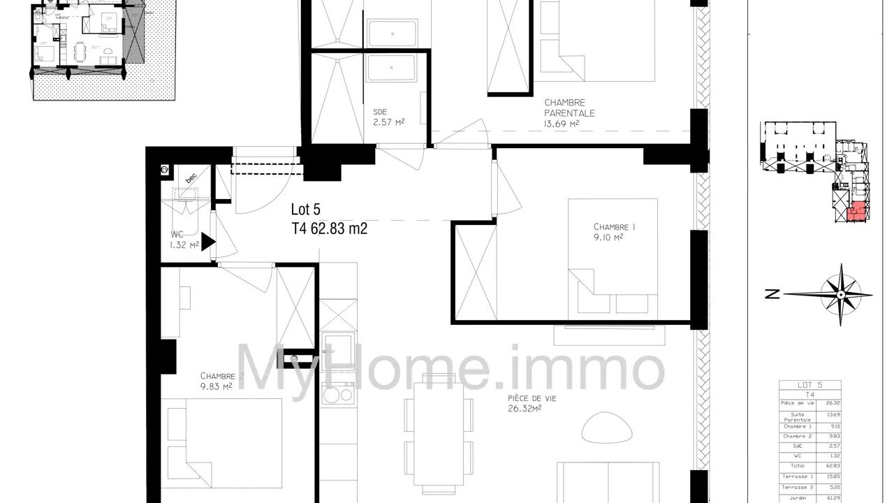 appartement 4 pièces 62 m2 à vendre à Nice (06000)